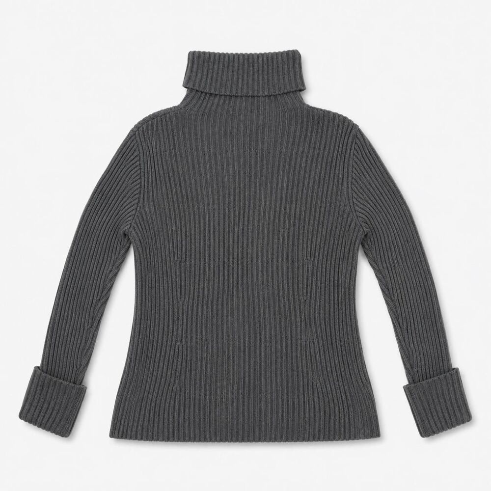 Banana-republic Women's Grey Jumper Ribbed Turtleneck Sweater Size S 100% Cotton